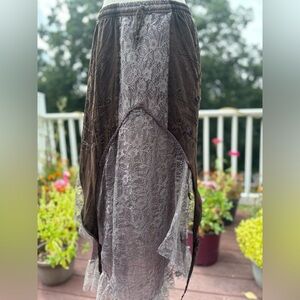 Brown and Gray Lace Overlay Dress